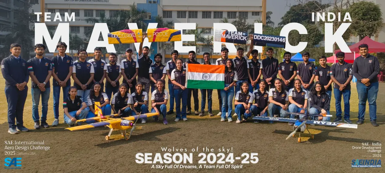Team Maverick India members with their aircraft and the Indian flag, Season 2024-25